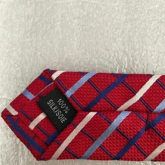 Stefano  Conti Red White Striped Silk Tie - Picture 3 of 3